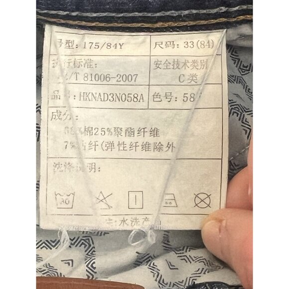 Hieiika “Handsome Man” Denim Jeans  Dark Blue Sz 33 X 27.5 Mid-rise Dark Wash - Picture 9 of 11